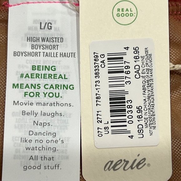 NWT AERIE Smoothez High Waisted Boyshort Pantie Sz L Brown Pink - Picture 4 of 4